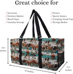NGIL Extra Large Utility Tote Reusable Grocery Bag Oversized Collapsible for Groceries, Storage, Picnic, Beach (Country Cow-Black)