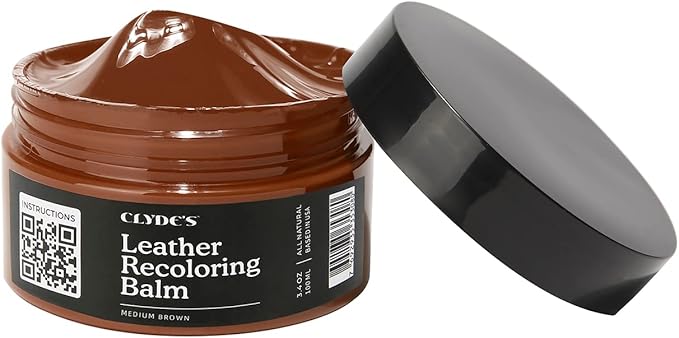 Clyde's™ Recoloring Balm | Non-Toxic Material Dye & Restorer for Furniture, Car Seats, & More | 23 Colors (Medium Brown, 100M