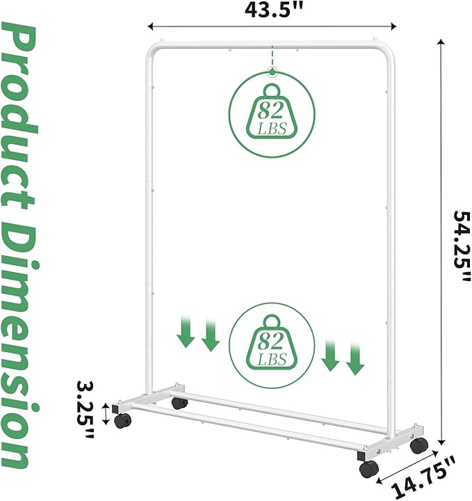 Simple Trending Standard Clothes Clothing Garment Rack with Storage Shelves, Rolling Clothes Organizer on Wheels for Hanging 
