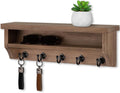 Nekon Key Holder Wall Mount, Wall Organizer Shelf with 5 Key Hooks, Room Decor for Home and Apartment Essentials, Brown