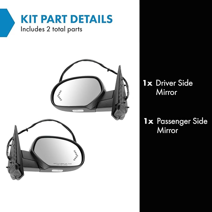 TRQ 2 Piece Driver and Passenger Side Mirror Assembly Set Electric Adjustment Heated Memory Chrome Compatible with 2007-2008 
