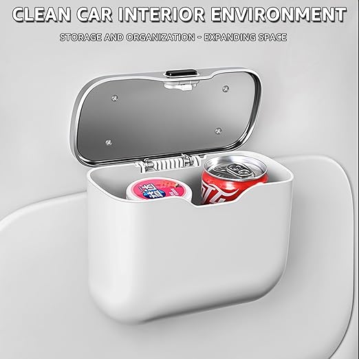 HOLDCY Car Trash Can, Waterproof Multi‑Functional Auto Trash Bin for Door/Console/Seat Back, Universal Vehicle Garbage Can for Car/Truck/SUV Drivers (White)