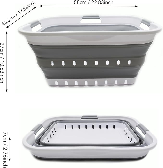 SAMMART 42L (11 gallon) Collapsible Plastic Laundry Basket - Foldable Pop Up Storage Container/Organizer - Space Saving Hampe