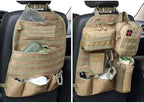 Car Seat Back Organizer, Tactical Molle Nylon Vehicle Panel Universal Fit Car Backseat Cover Protector (Olny Tan molle seat organizer)
