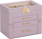 Enthralite Jewelry Box with 3 Drawers: Display Organizer for Earrings Necklaces - Gifts for Girls Women (Grey Purple)