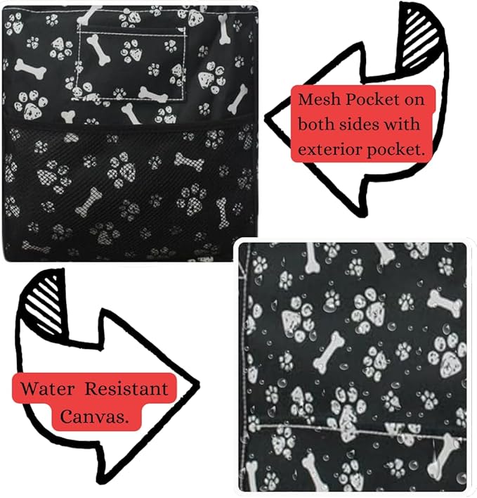 NGIL Extra Large Utility Tote Reusable Grocery Bag Oversized Collapsible for Groceries, Storage, Picnic, Beach (Printed Paws-Black)