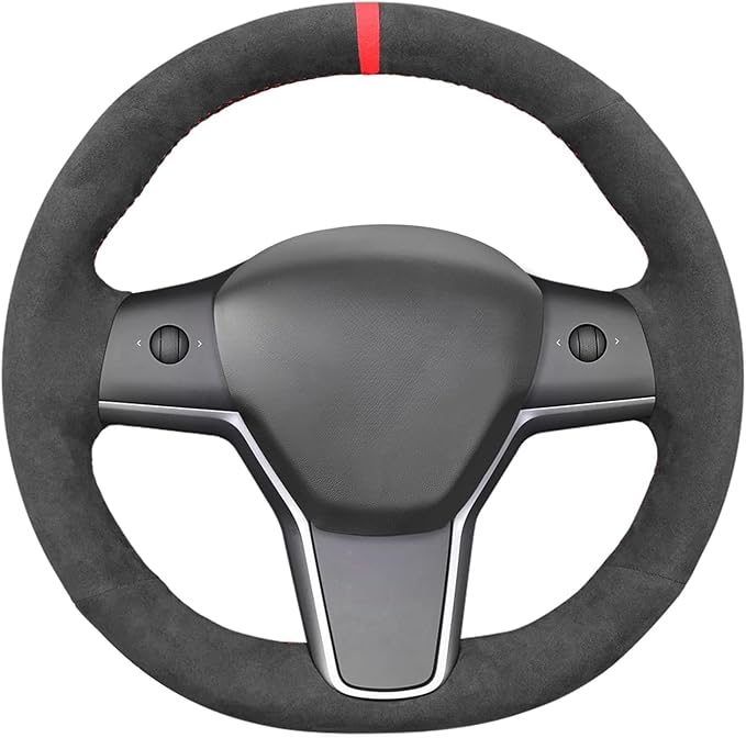 MEWANT Hand Stitched Steering Wheel Cover for Tesla Model 3 2017-2023 / Model Y 2020-2023 Accessories