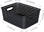 WYT Woven Storage Organizer Basket, 6-Pack Black Plastic Weave Baskets, 10.1 x 7.55 x 4.1