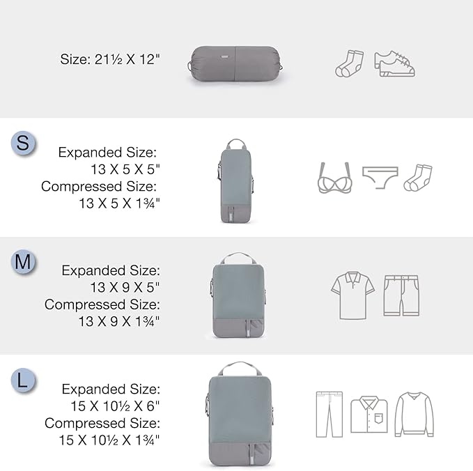 BAGSMART 6 Set /4 Set/2 Set Compression Packing Cubes for Travel, Lightweight Luggage Organizer Bags, Durable Space Saver Bag