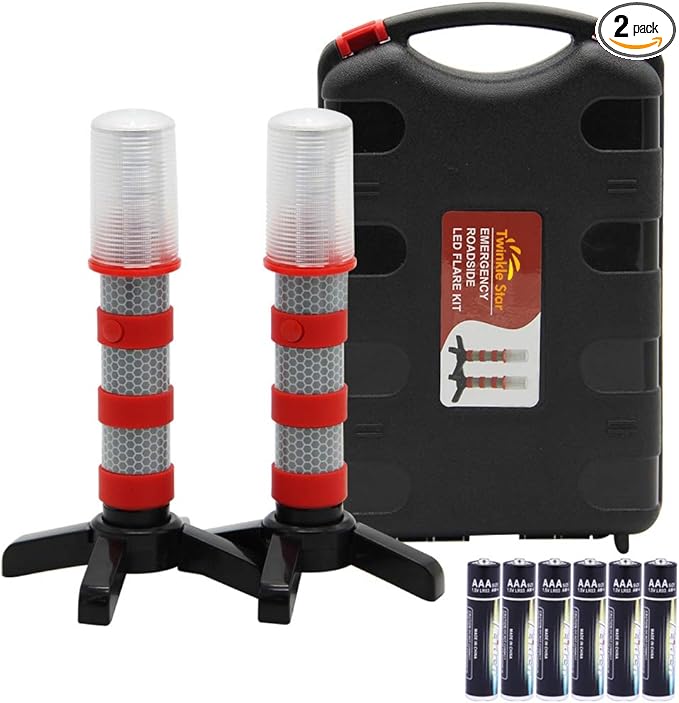 Twinkle Star Emergency Roadside Flares Kit LED Safety Strobe Road Warning Light Highway Beacon Alert Flare with Magnetic Base