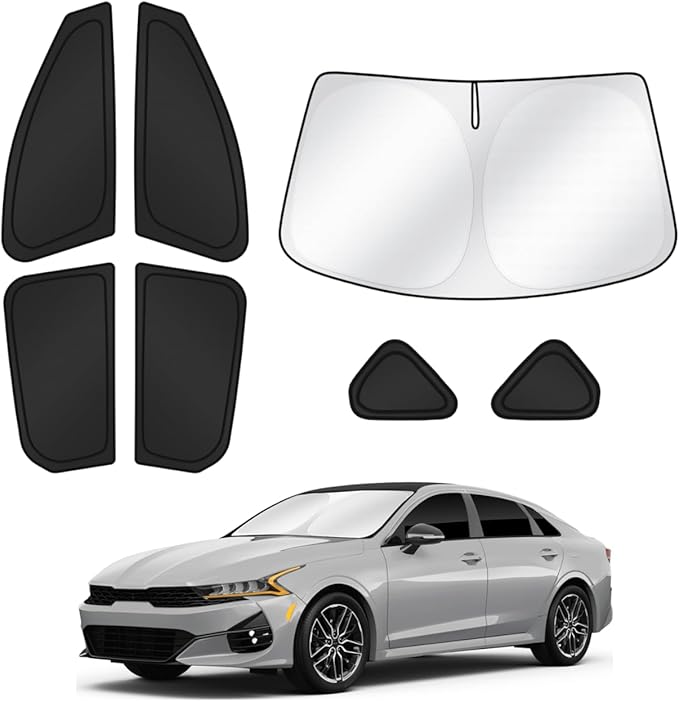Sunshades for 2025 2026 Kia K4 Accessories Windshield Sun Shade Side Rear Window Shade Cover Sun Visor Shield Privacy Protection for Camping Keep Vehicle Cool Black 7PCS
