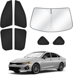 Sunshades for 2025 2026 Kia K4 Accessories Windshield Sun Shade Side Rear Window Shade Cover Sun Visor Shield Privacy Protection for Camping Keep Vehicle Cool Black 7PCS
