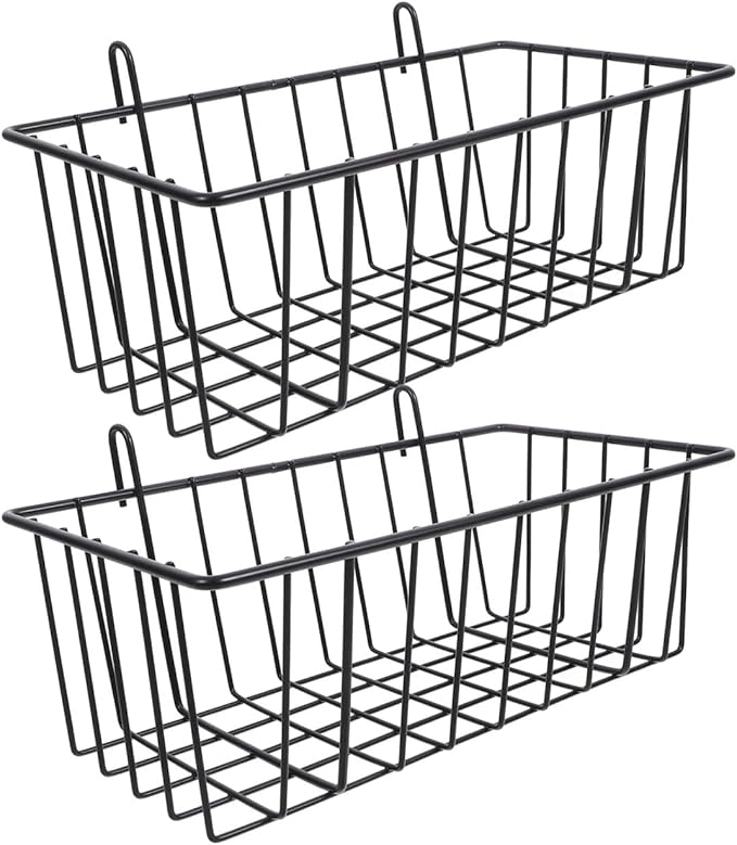 ULTECHNOVO Hanging Wire Basket 9.84X5.51X4.33 Inch Metal Storage Organizer for Pegboard Grid Wall Kitchen Garage Rv Tool Shed