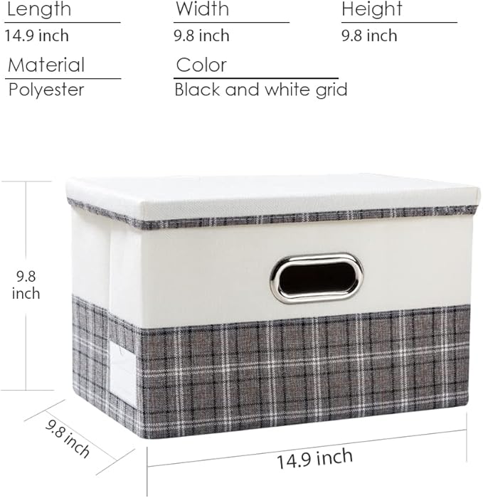 PRANDOM Collapsible Storage Bin with Lid [3-Pack] Fabric Foldable Storage Box Organizer Container Basket Cube with Cover for 