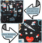 NGIL Extra Large Utility Tote Reusable Grocery Bag Oversized Collapsible for Groceries, Storage, Picnic, Beach (Nurse Print-Black)