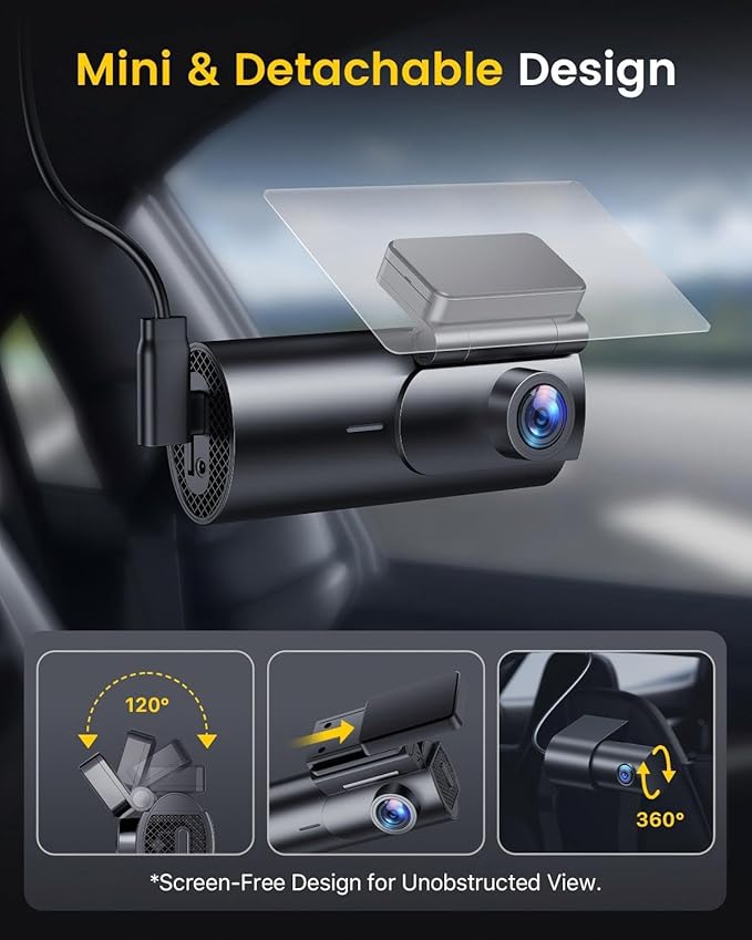 GKU Dash Cam Front and Rear Camera – 4K+1080P Dual Dash Camera for Cars with 64GB SD Card, 5GHz WiFi & App Control, Night Vis