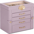 Enthralite Jewelry Box with 4 Drawers: Display Organizer for Earrings Necklaces - Gifts for Girls Women (Grey Purple)