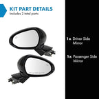 TRQ Driver and Passenger Side Power Heated Mirror Set Smooth Black Without Memory Compatible with 2021-2024 Kia K5