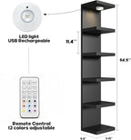 6-Tier Wall Shelf Unit with USB Rechargeable Led Light (Remote Controlled),Versatile Floating Display Shelves,Lack Style Wall