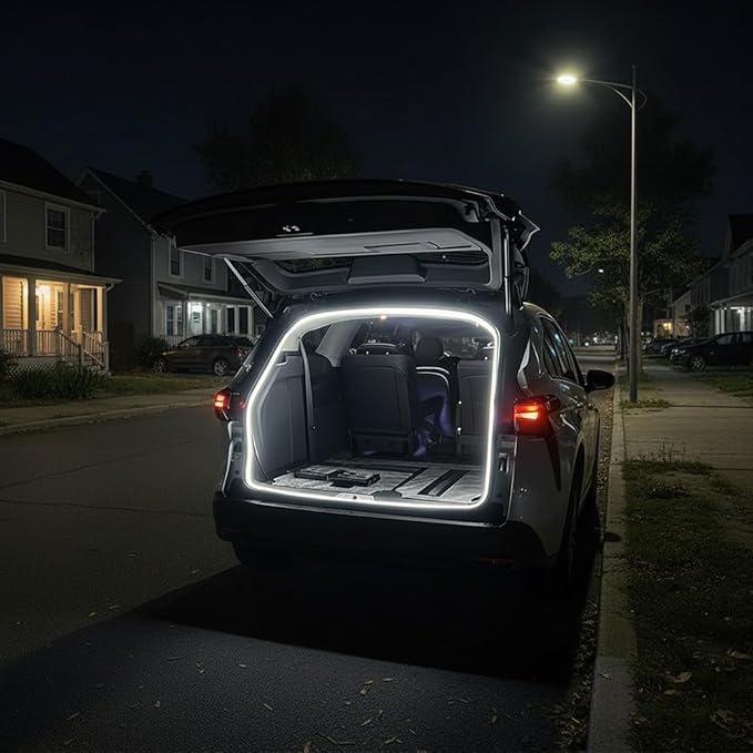 LED Trunk Light Strip Compatible with 2015-2025 Toyota Sienna, Easy to Install, Waterproof, Flexible Silicone recessed Trunk Light, White