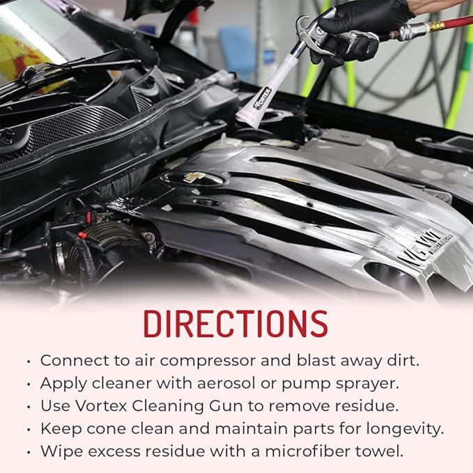HI-TECH Vortex II Air Cleaning Gun – Pro Auto Detailing Tool for Deep Cleaning Interiors & Exteriors – Uses Air Compressor – 