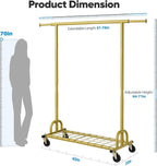 HOKEEPER Clothing Rack Gold Clothes Rack Heavy Duty Garment Rack for Hanging Clothes 525LBS Commercial Clothing Racks with Wh