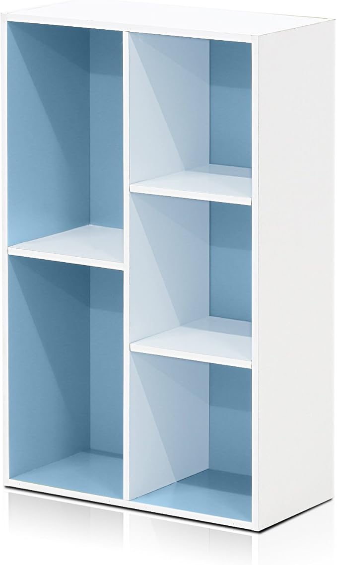 Furinno LUDER Book Shelf, 5-Cube Bookshelf, Reversible Bookcase, 9.4 x 19.5 x 31.5, Easy Assembly, for Living Room, Bedroom, 