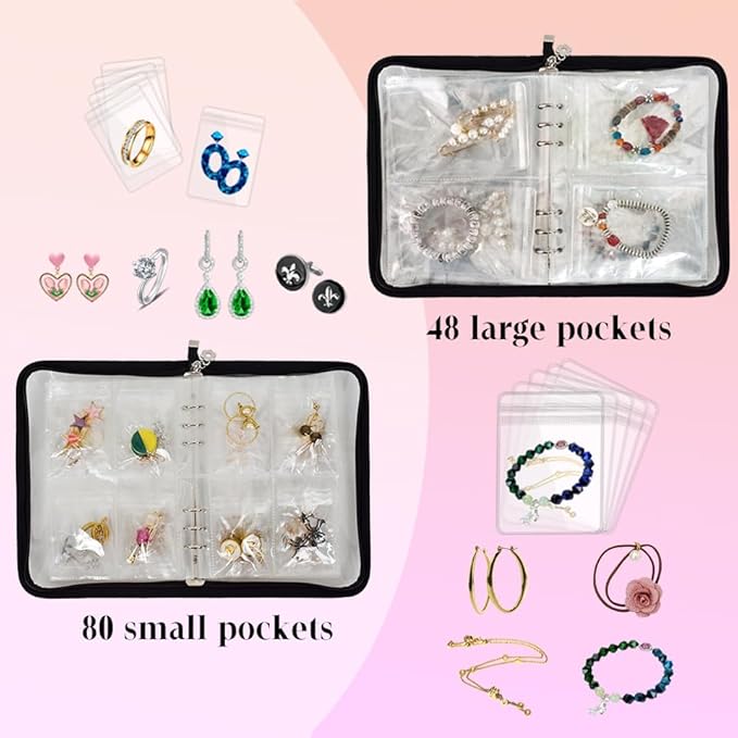 Transparent Jewelry Storage Book Travel Jewelry Organizer Earring Organizer Case Bracelet Holder for Necklace Ring with Anti 
