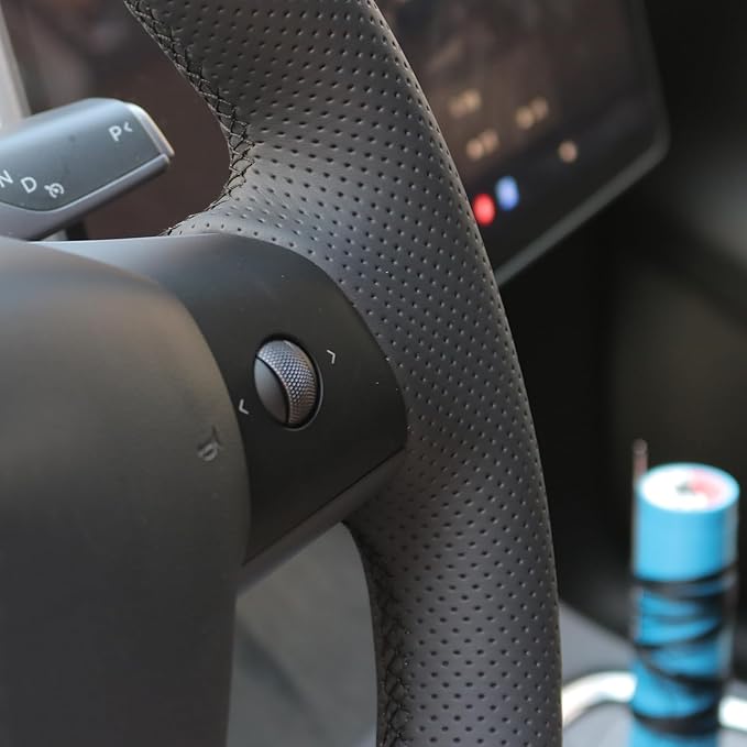 MEWANT Tesla Model 3/Model Y Hand Stitched Steering Wheel Cover for Tesla Model 3 2017-2023 / Model Y 2020-2023 for Tesla Model 3/Y Accessories