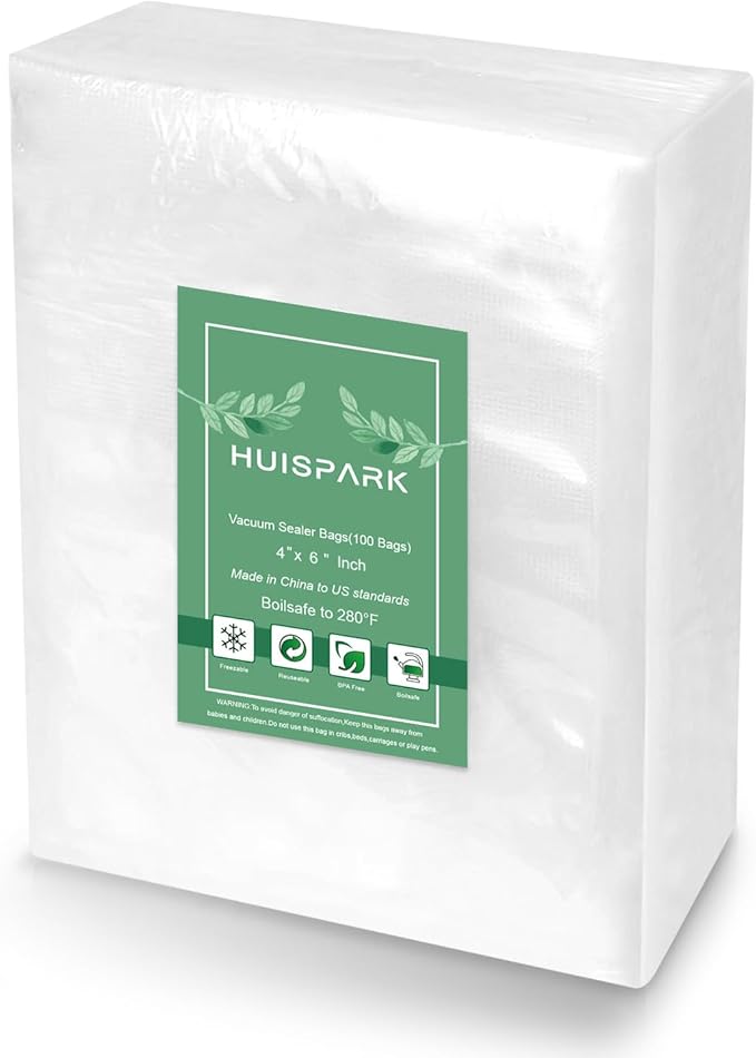 Vacuum Sealer Bags,Heavy Duty Pre-Cut Design Commercial Grade 4x6 Inch Food Sealable Bag for Heat Seal Food Storage, Seal Bag