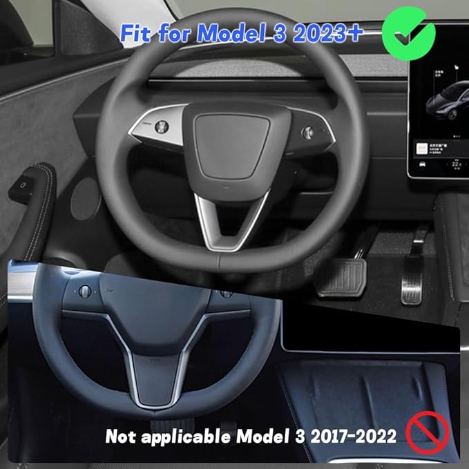 JSWAN Carbon Fiber Steering Wheel Panel Cover Fit fo Tesla Refreshed Model 3 Highland Performance (2024+) Model Y Juniper (2025+) Steering Wheel Frame Trim Cover (Forging)