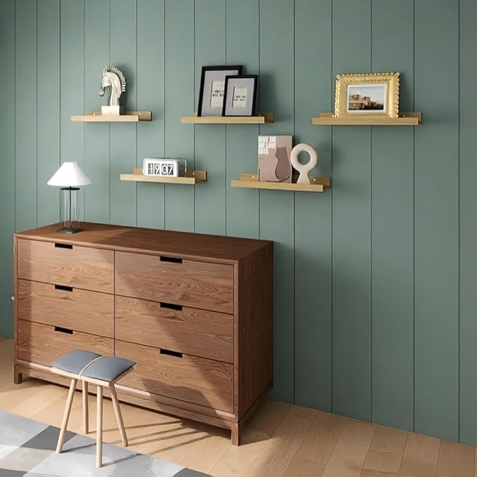 RICHER HOUSE 5 Set Floating Shelves for Wall Decor, Wall Mounted Book Shelf, Nursery Shelves Picture Ledge Shelf with Lip for