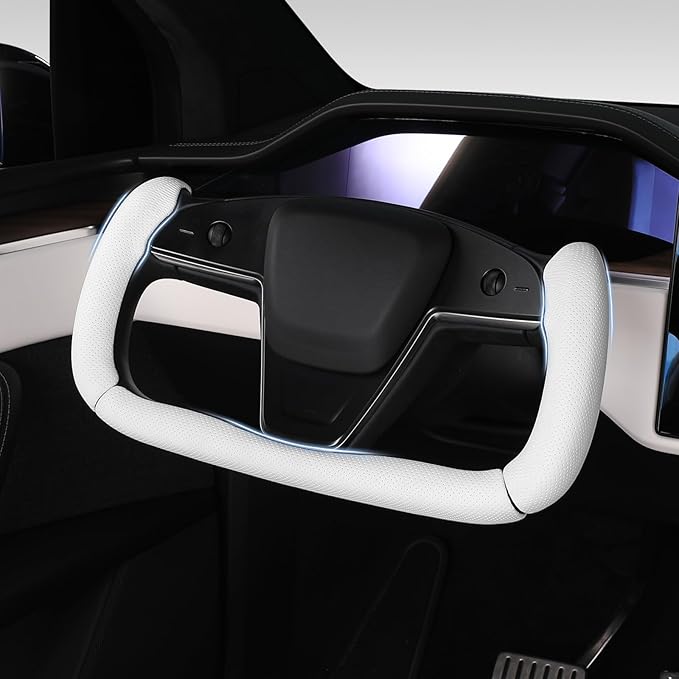 Steering Wheel Cover for Tesla Yoke Steering Wheel, Car Steering Wheel Cover for Tesla Model S 2021-Present/Model X 2021-Present Steering Wheel Accessories White