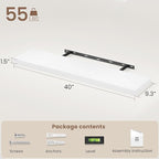 Vivelove White Floating Shelves 40 Inches Long, Wall Display Shelves with Invisible Brackets, for Bathroom Living Room Kitche