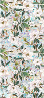 JOONOR Retro Gardenia Flowers Window Privacy Film,Gardenia Stained Glass Window Tint for Home,3D Rainbow Static Cling Sticker for Bathroom Living Room Glass Door,16.93 x 39.37 Inch