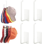 Hat Racks for Baseball Caps 4 Pack, Stainless Steel Adhesive Hat Hanger Hooks Holder for Wall, Multi-Purpose Strong Hook Orga