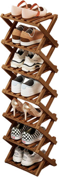 YYW Bamboo Shoe Rack for Entryway, Free Standing Shoe Racks Shelf Closet, Widen Foldable Vertical Shoe Storage Organizer for 