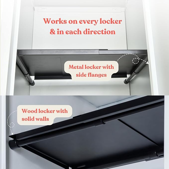 10''-16.5'' Adjustable Locker Organizer | Metal, Heavy Duty Steel Locker Organizer for School & Gym | Expandable Tension Shel