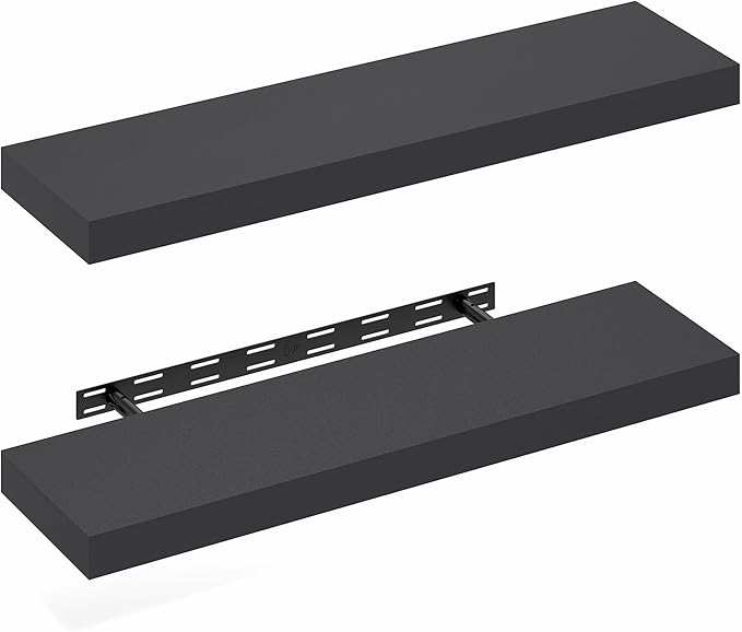 Furinno Tanna Floating Shelves for Wall Set of 2, 9 x 35 Wall Shelf, Wall Mounted Floating Shelf with Invisible Bracket, 2-in