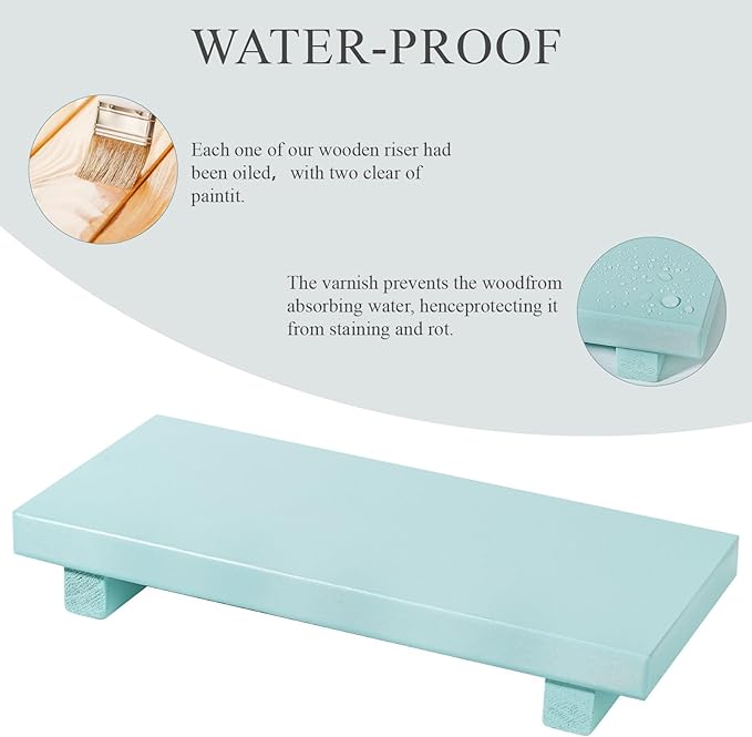 zoocatia Small Wood Tray Pedestal Stand Farmhouse Bathroom Decor Decorative Wooden Riser Kitchen Soap Dish Holder for Vanity,