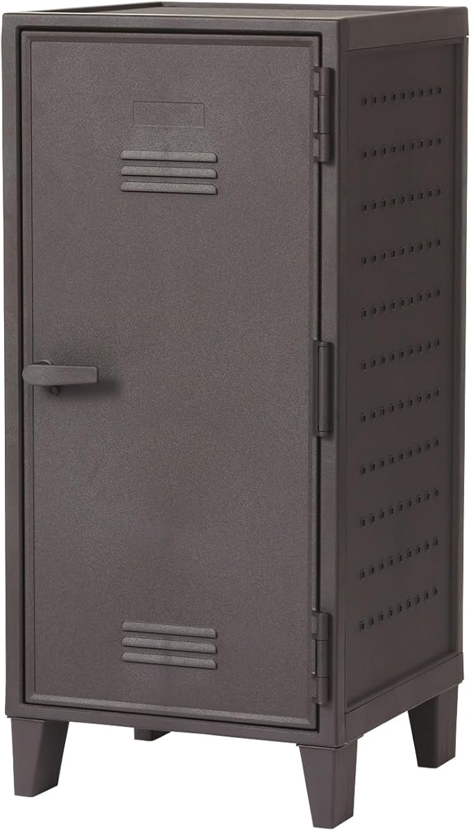 TENMA Dark Gray Locker-Shaped Storage Box, 14.0 x 14.0 x 30.0 inches, Fits Peg Cabinet, Vintage, Industrial, 4 Height Shelves