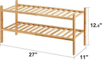 viewcare 2-Tier Bamboo Shoe Rack for Entryway, Bamboo Wood Shoe Organizer for Hallway Closet, Free Standing Shoe Racks for In