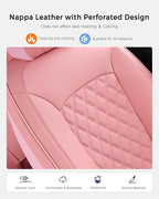 Huidasource Pink Rear Seat Covers, Nappa Leather Back Seat Covers Velcro Adjustable, Compatible with Armrests, Seat Belts, Ch
