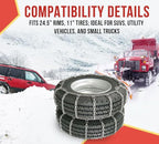 Mytee Products CAM Square Link Dual Snow Tire Chain Compatible w/ 24.5" Rim Diameter & 11" Wide Car Pickup Low-duty Trucks SU