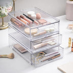 BINO | Clear Stackable Storage Drawers, Small - 3 Pack | Clear Storage Drawers with Built-In Handles | Durable Plastic Organi