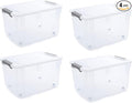 Citylife 58.1 QT Plastic Storage Bins with Latching Lids Stackable Storage Containers for Organizing Large Clear Storage Box 