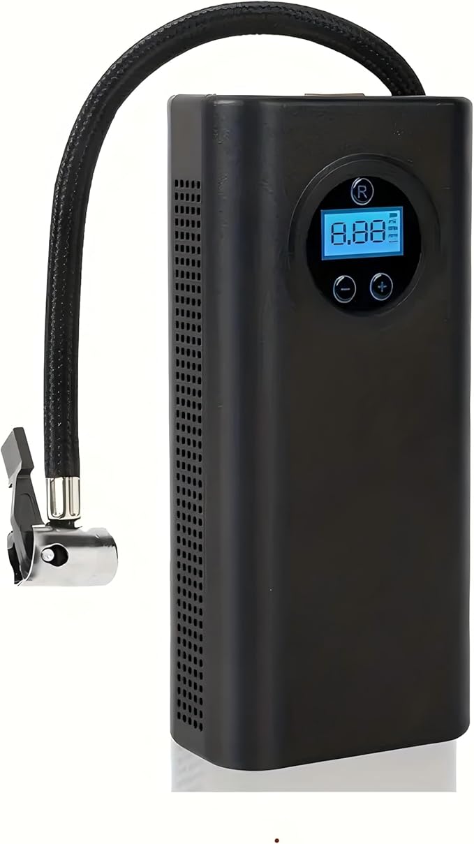 Portable Tire Inflator Air Compressor, Cordless Air Pump for Car Tires, Electric Bike Tire Pump for Motorcycle, Ball, Bicycle (Black)