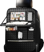 Car Seat Organizers,Multi-functional Back Seat Protectors, Storage Pouches, and Tray Holders (for Cars, Kids, Seat Back and Rear Seats) (Woven Black, 1 Pcs)