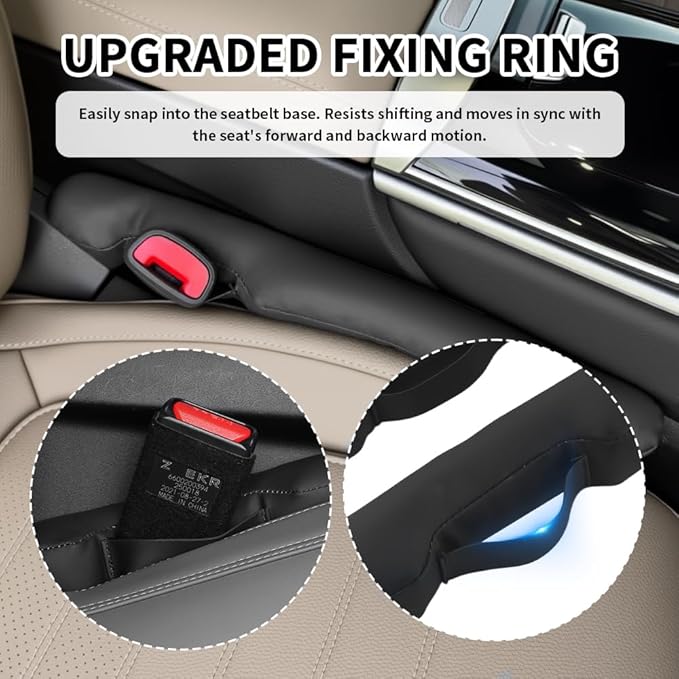 2PCS Car Seat Gap Filler with Retaining Ring Design,Soft Car Gap Fillers Between Seats Avoids Items Falling Out of Gaps,Upgraded Cars Gaps Seat Filler Hard to Shift