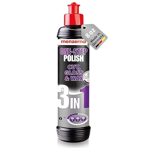 menzerna One-Step Polish 3in1 I Medium Cut Polish with High Gloss Finish & Seal in One I Buffing & Polishing Compound for Car Maintenance I Swirls, Holograms & Scratches I Car Body Repair I 8 fl oz.